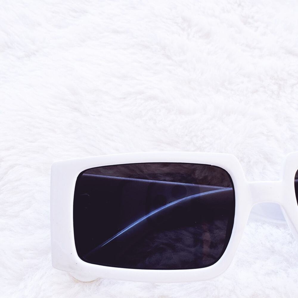 Aaron White Rectangular Sunglasses - Picture 2 of 11